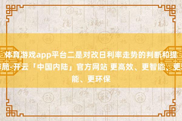 体育游戏app平台二是对改日利率走势的判断和提前布局-开云「中国内陆」官方网站 更高效、更智能、更环保