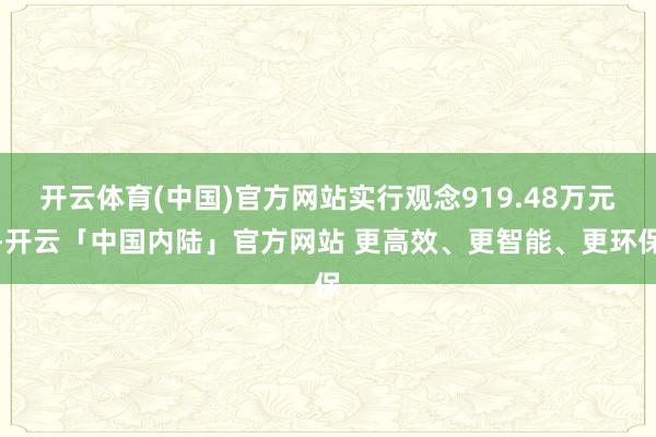 开云体育(中国)官方网站实行观念919.48万元-开云「中国内陆」官方网站 更高效、更智能、更环保