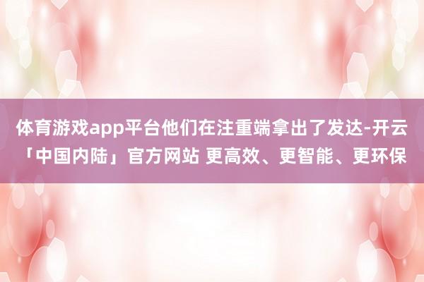 体育游戏app平台他们在注重端拿出了发达-开云「中国内陆」官方网站 更高效、更智能、更环保