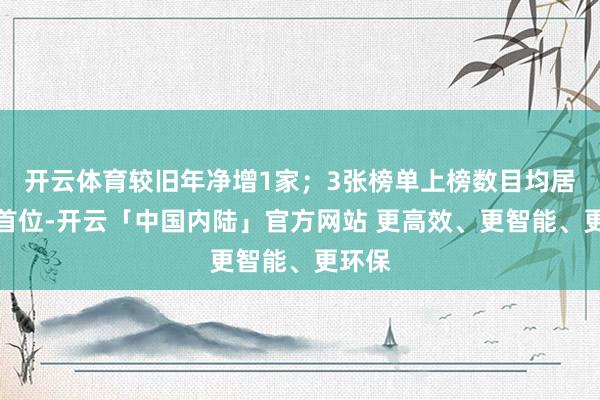开云体育较旧年净增1家；3张榜单上榜数目均居寰宇首位-开云「中国内陆」官方网站 更高效、更智能、更环保