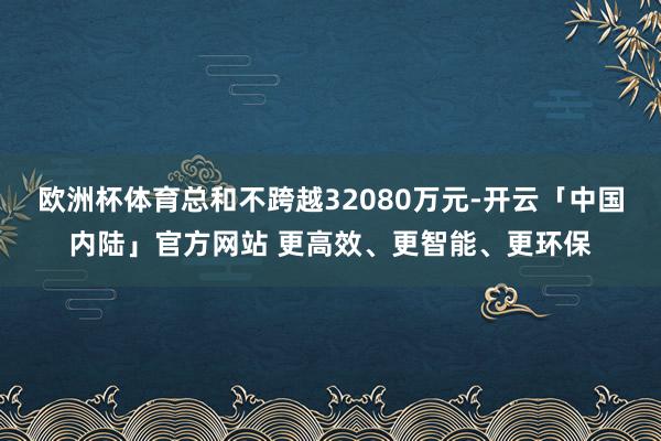 欧洲杯体育总和不跨越32080万元-开云「中国内陆」官方网站 更高效、更智能、更环保