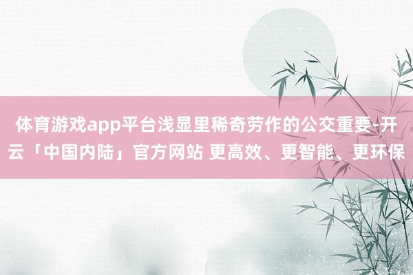 体育游戏app平台浅显里稀奇劳作的公交重要-开云「中国内陆」官方网站 更高效、更智能、更环保