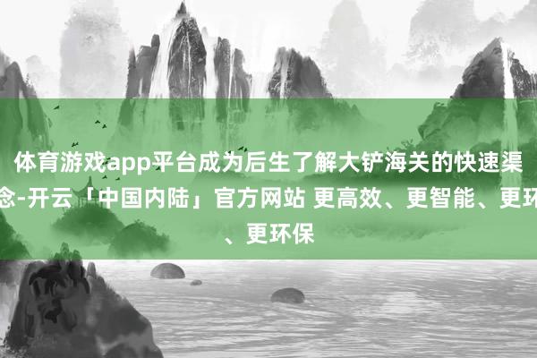 体育游戏app平台成为后生了解大铲海关的快速渠说念-开云「中国内陆」官方网站 更高效、更智能、更环保