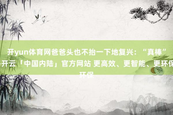 开yun体育网爸爸头也不抬一下地复兴：“真棒”-开云「中国内陆」官方网站 更高效、更智能、更环保