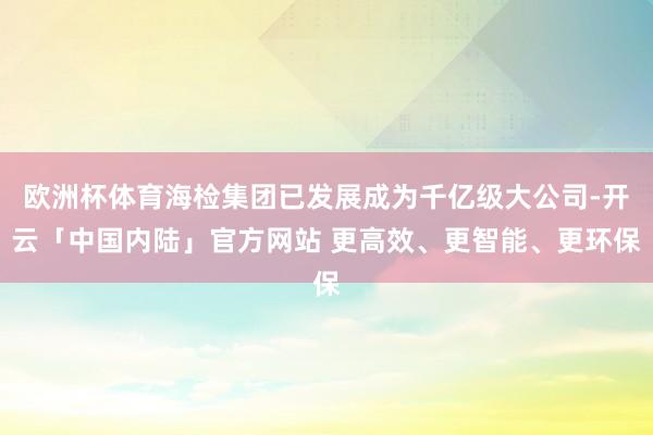 欧洲杯体育海检集团已发展成为千亿级大公司-开云「中国内陆」官方网站 更高效、更智能、更环保