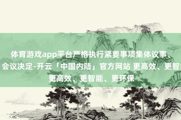 体育游戏app平台严格执行紧要事项集体议事、集体方案、会议决定-开云「中国内陆」官方网站 更高效、更智能、更环保