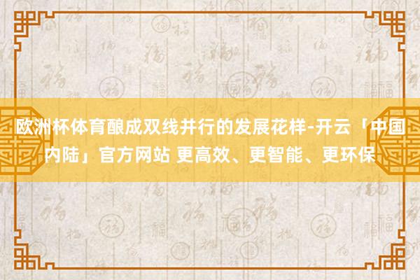欧洲杯体育酿成双线并行的发展花样-开云「中国内陆」官方网站 更高效、更智能、更环保